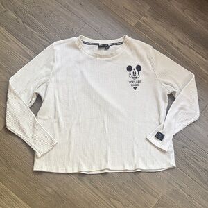 Primark | Disney Mickey Mouse Oversized Off White Ribbed Long Sleeve Size XL